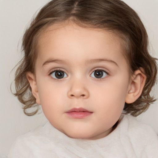 Neutral white child female with medium  brown hair and brown eyes