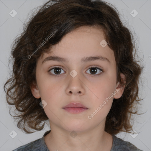 Neutral white child female with medium  brown hair and brown eyes