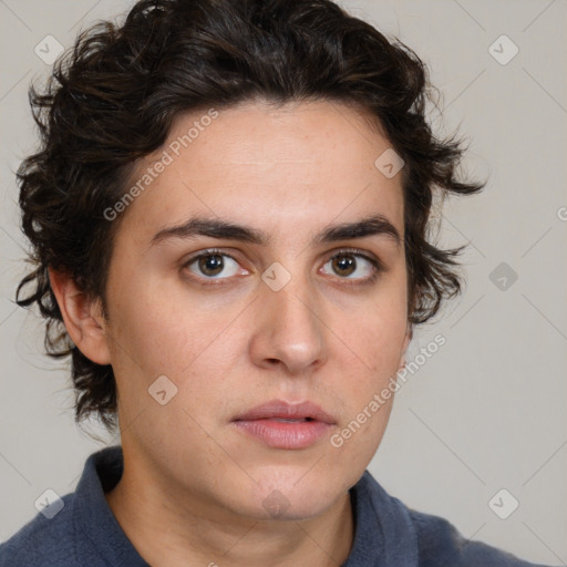 Neutral white young-adult male with medium  brown hair and brown eyes