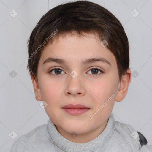 Neutral white child female with short  brown hair and brown eyes