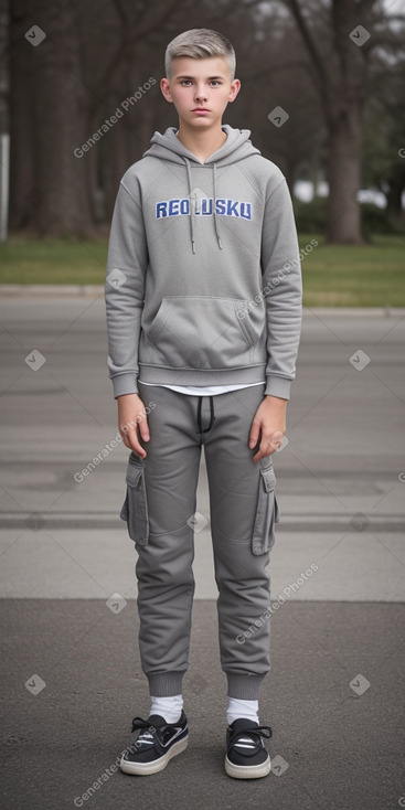 Slovak teenager boy with  gray hair