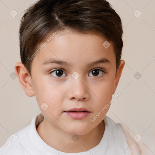 Neutral white child female with short  brown hair and brown eyes