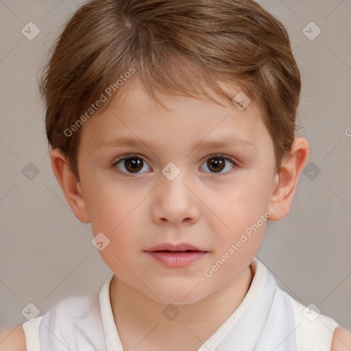 Neutral white child male with short  brown hair and brown eyes