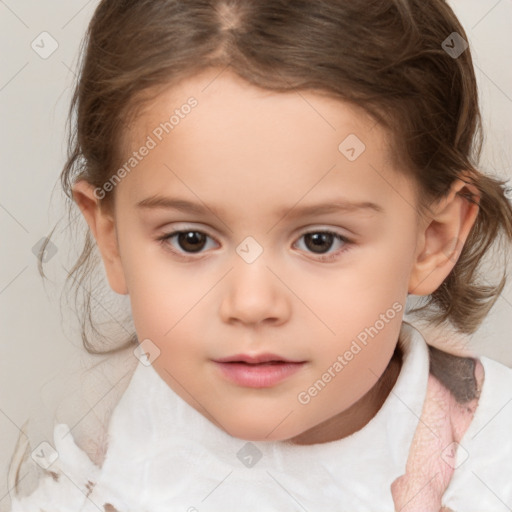 Neutral white child female with medium  brown hair and brown eyes