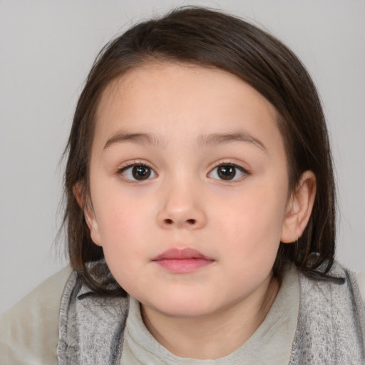 Neutral white child female with medium  brown hair and brown eyes