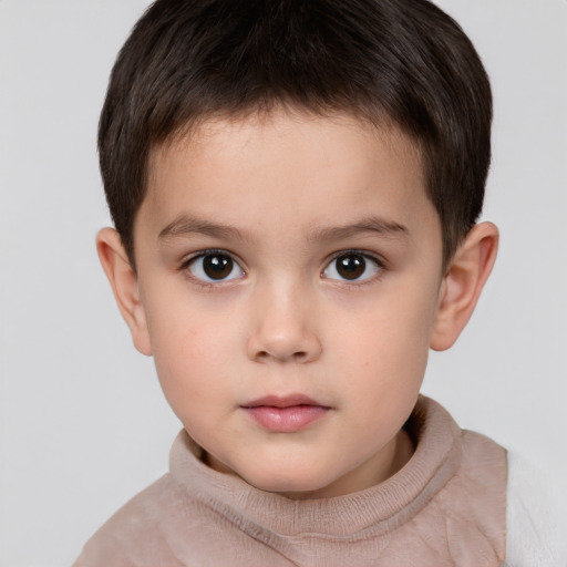 Neutral white child male with short  brown hair and brown eyes