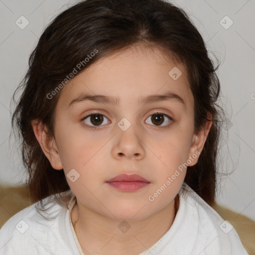 Neutral white child female with medium  brown hair and brown eyes