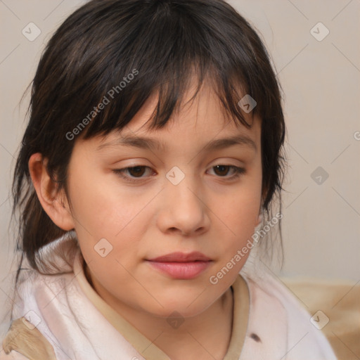 Neutral white child female with medium  brown hair and brown eyes