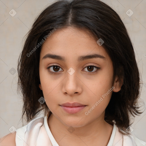 Neutral white child female with medium  brown hair and brown eyes