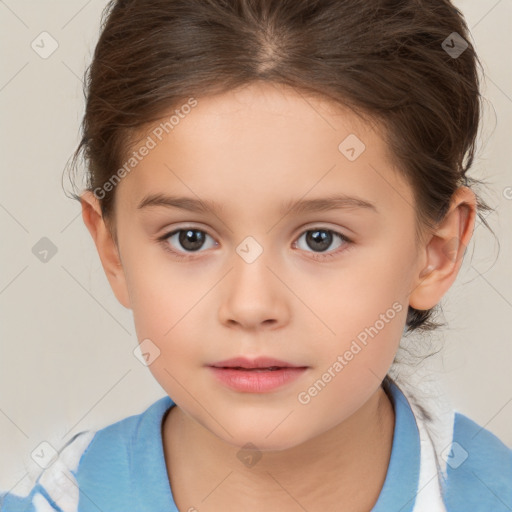 Neutral white child female with medium  brown hair and brown eyes