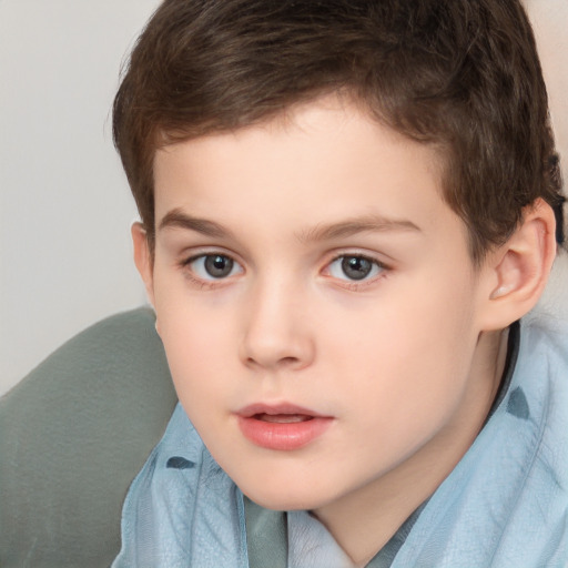 Neutral white child male with short  brown hair and brown eyes