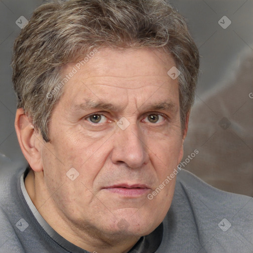 Neutral white middle-aged male with short  brown hair and brown eyes