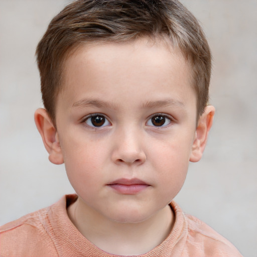 Neutral white child male with short  brown hair and brown eyes