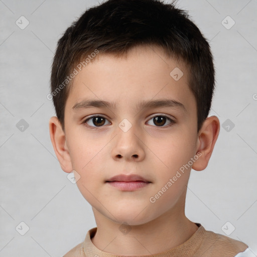 Neutral white child male with short  brown hair and brown eyes