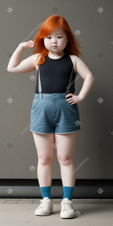 South korean child girl with  ginger hair