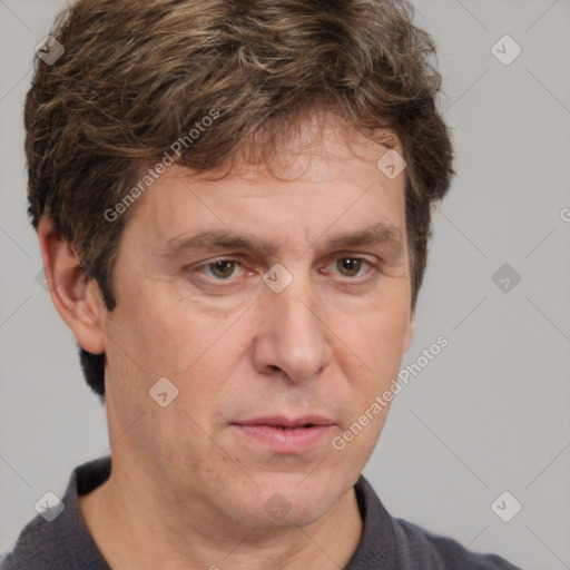 Neutral white adult male with short  brown hair and brown eyes