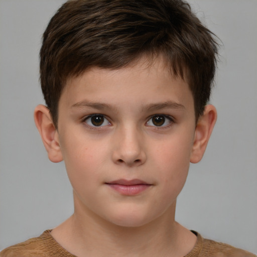 Neutral white child male with short  brown hair and brown eyes