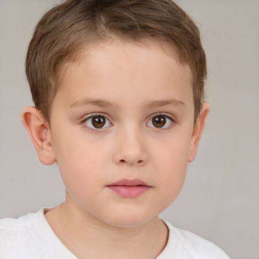 Neutral white child female with short  brown hair and brown eyes