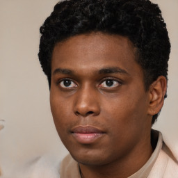 Neutral black young-adult male with short  brown hair and brown eyes