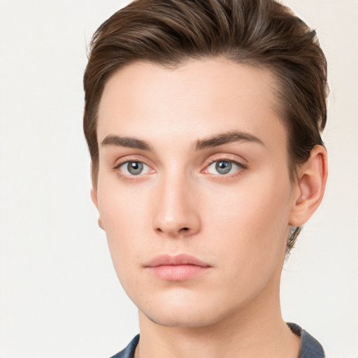 Neutral white young-adult male with medium  brown hair and brown eyes