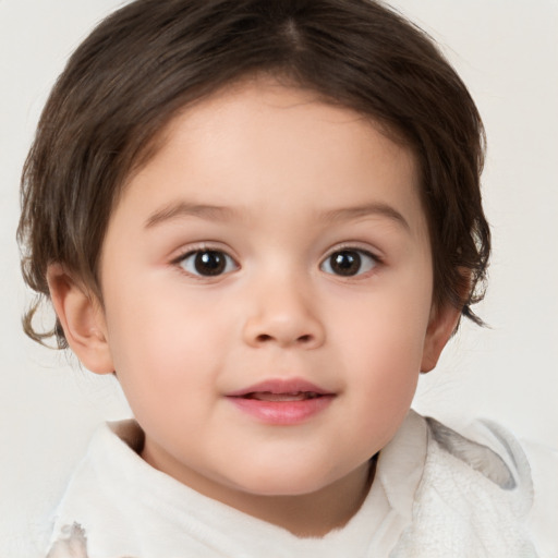 Neutral white child female with medium  brown hair and brown eyes