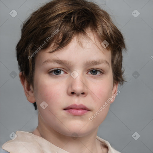 Neutral white child male with short  brown hair and brown eyes