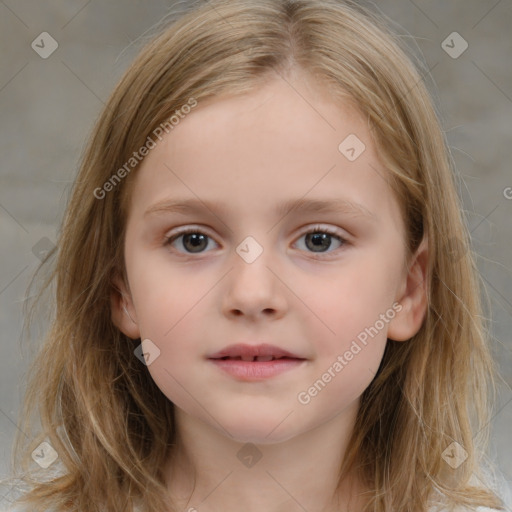 Neutral white child female with medium  brown hair and brown eyes