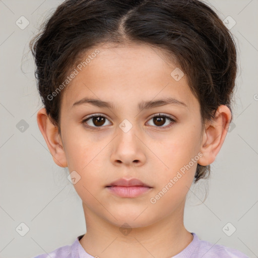 Neutral white child female with short  brown hair and brown eyes