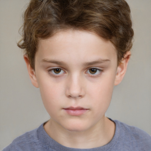 Neutral white child male with short  brown hair and brown eyes