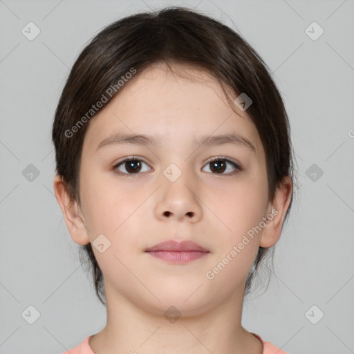 Neutral white child female with medium  brown hair and brown eyes