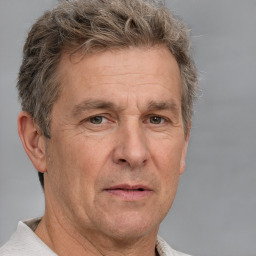 Neutral white middle-aged male with short  brown hair and brown eyes