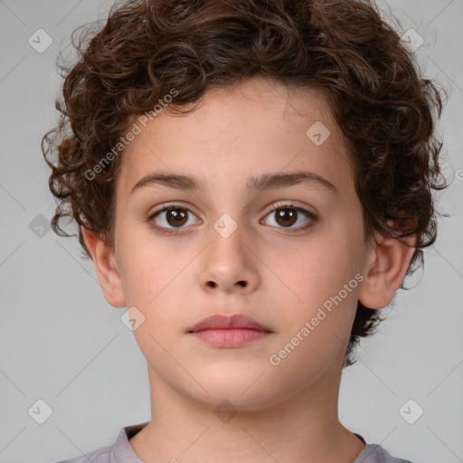 Neutral white child male with short  brown hair and brown eyes