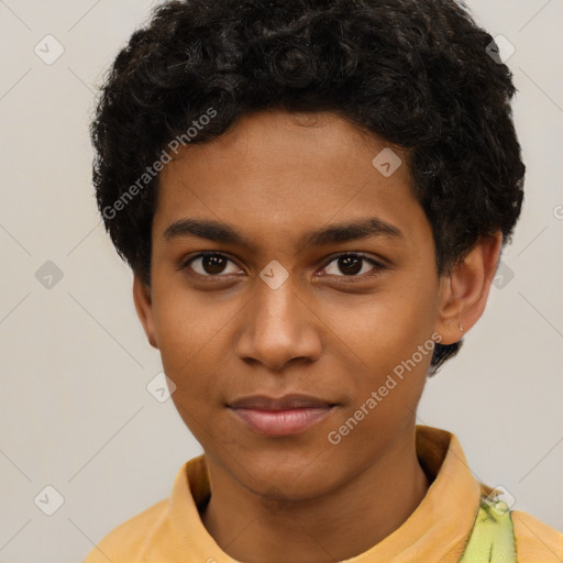 Neutral latino young-adult male with short  brown hair and brown eyes