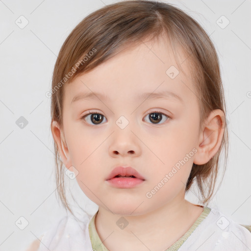 Neutral white child female with medium  brown hair and brown eyes