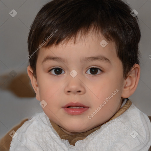 Neutral white child male with short  brown hair and brown eyes