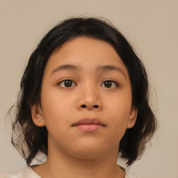 Neutral asian young-adult female with medium  brown hair and brown eyes