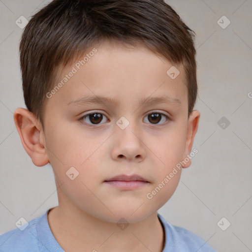 Neutral white child male with short  brown hair and brown eyes