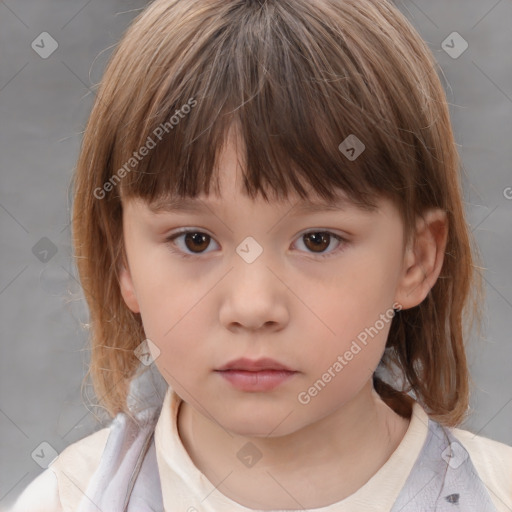 Neutral white child female with medium  brown hair and brown eyes