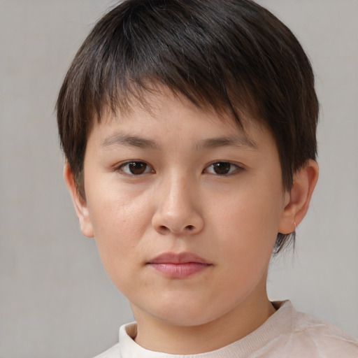 Neutral white child female with short  brown hair and brown eyes