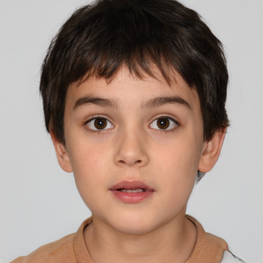 Neutral white child male with short  brown hair and brown eyes