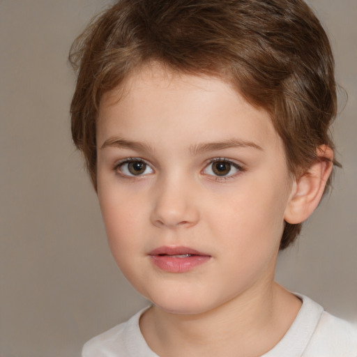 Neutral white child female with medium  brown hair and brown eyes