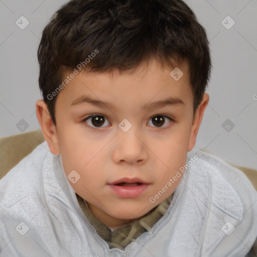 Neutral white child male with short  brown hair and brown eyes