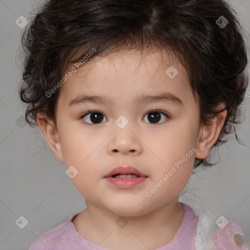 Neutral white child female with medium  brown hair and brown eyes