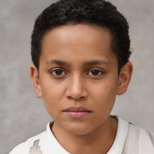 Neutral latino child male with short  brown hair and brown eyes
