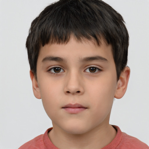 Neutral white child male with short  brown hair and brown eyes