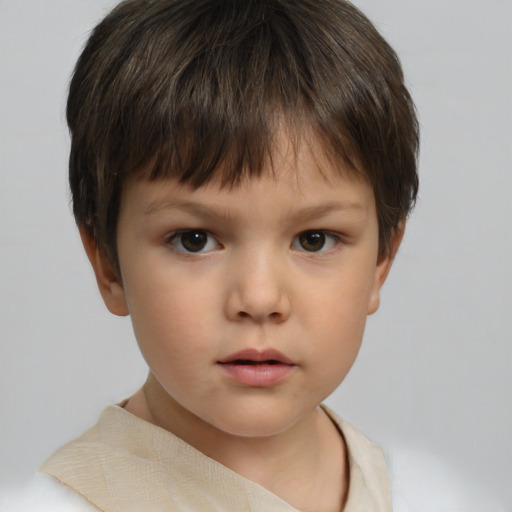 Neutral white child female with short  brown hair and brown eyes