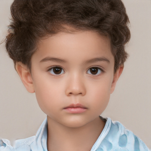 Neutral white child female with short  brown hair and brown eyes