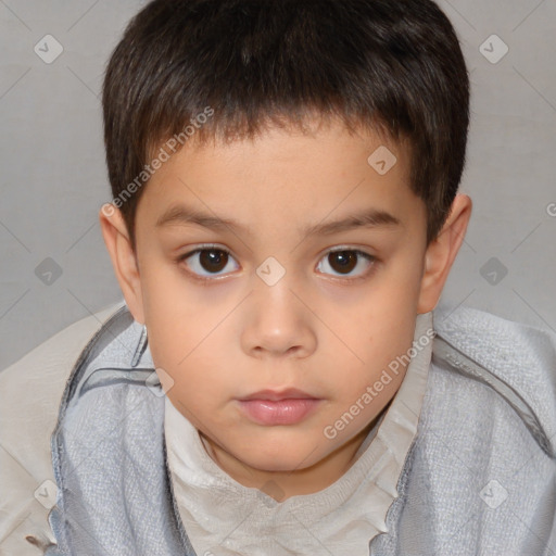 Neutral white child male with short  brown hair and brown eyes