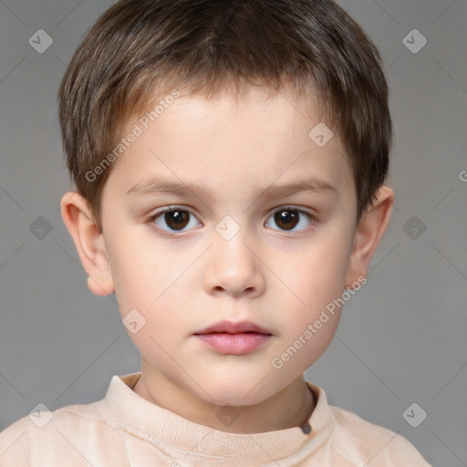 Neutral white child male with short  brown hair and brown eyes