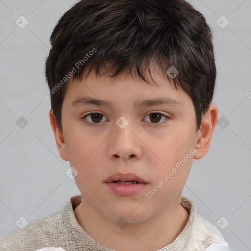 Neutral white child male with short  brown hair and brown eyes